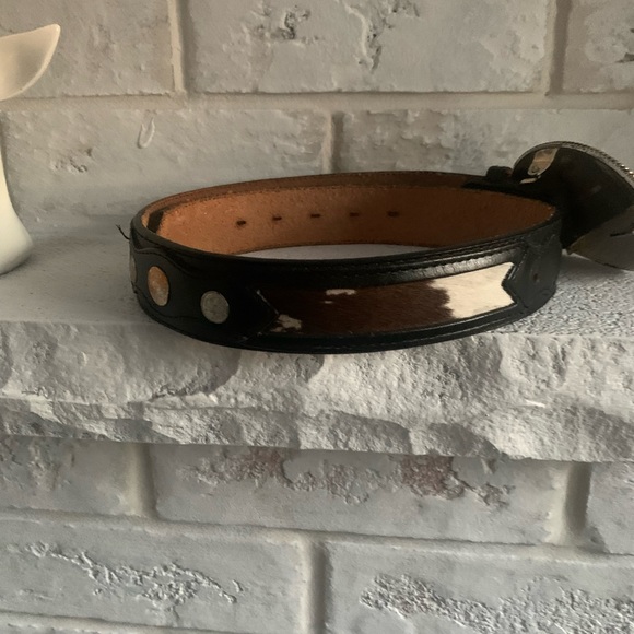 Vintage western genuine leather and cowhide belt.  BUCKLE NOT INCLUDED - Picture 3 of 5